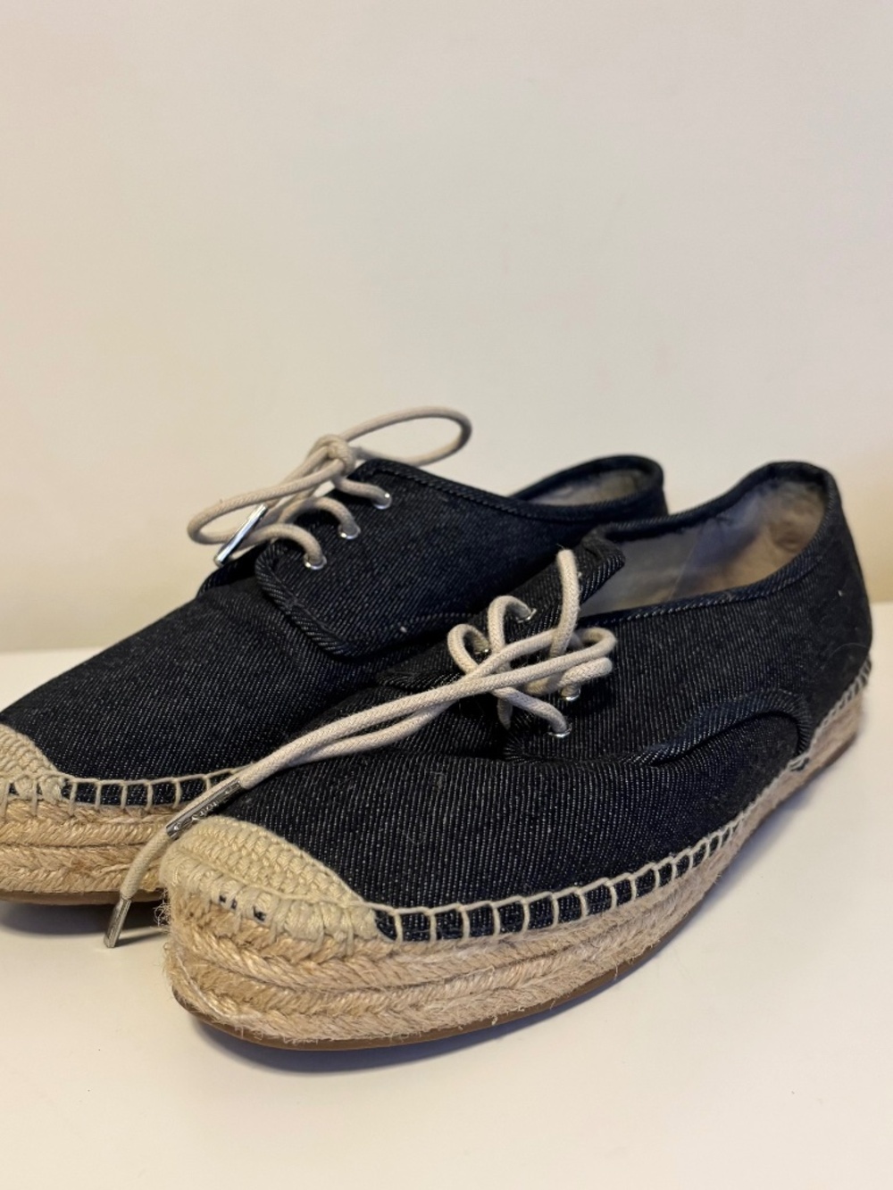 Michael Kors Lace Up Denim Platform Espadrilles Blue Tan Womens Shoe Size 10 M